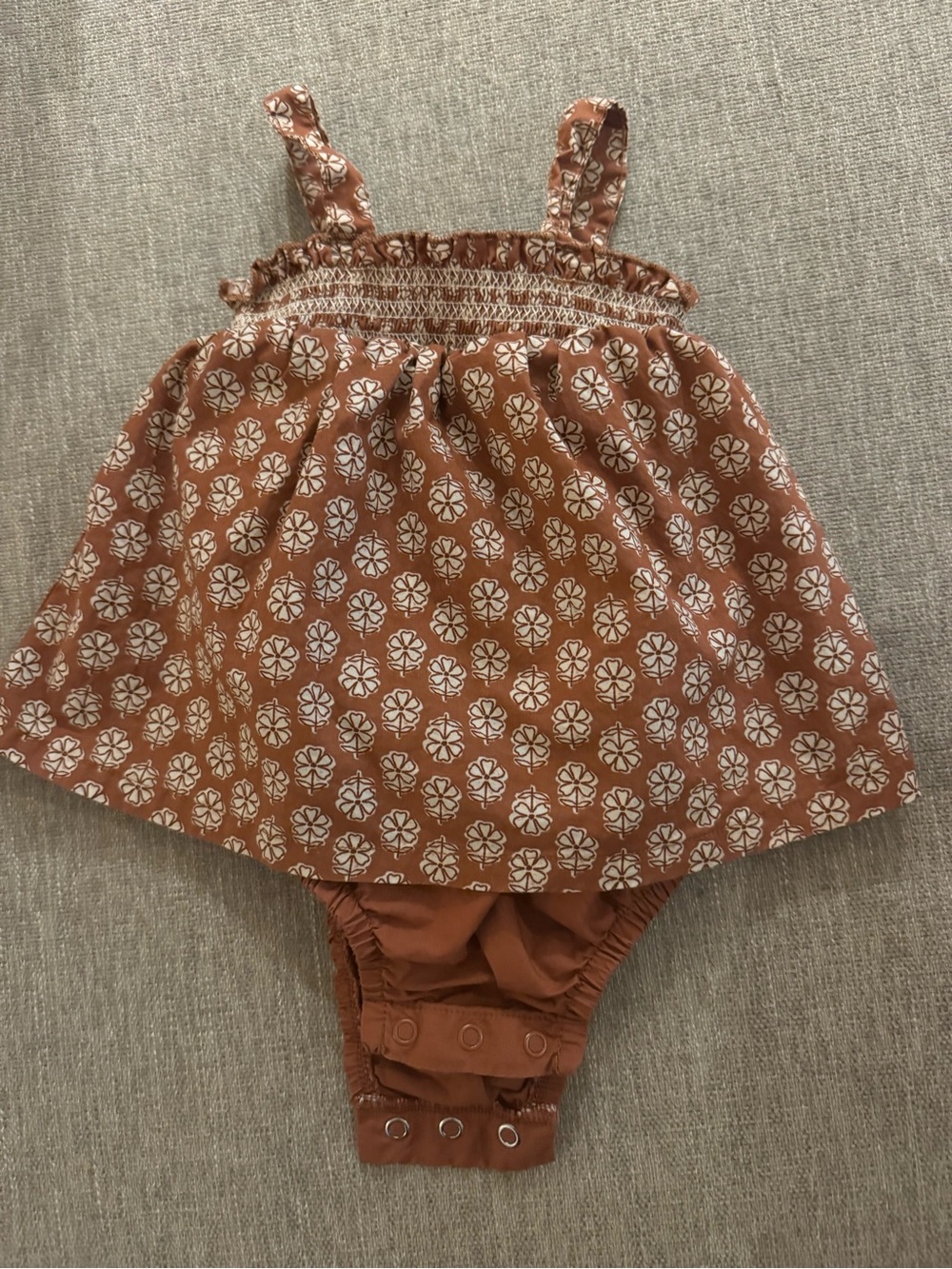 Carter's Rust Floral Smocked Sundress Bodysuit